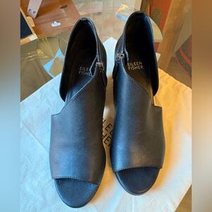 Eileen Fisher Drake Black Leather Women's Shoes